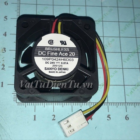 109P0424H6D03 Quạt tản nhiệt 24V 0.07A 40x40x20mm Sanyo 3 dây đầu cắm B2