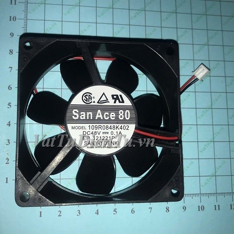 109R0848K402 Quạt tản nhiệt 48V 0.1A 80x80x25mm Sanyo Denki 2 dây đầu cắm A1