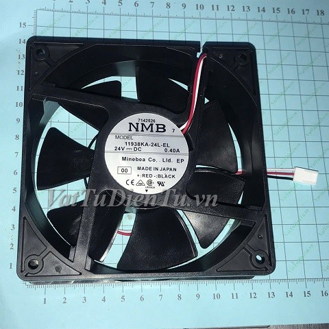 11938KA-24L-EL Quạt tản nhiệt 24V 0.4A 120x120x38mm NMB 3 dây đầu cắm B2
