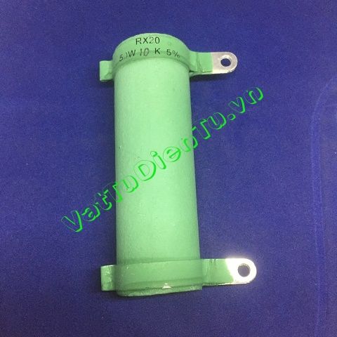Điện trở sứ xanh 10K 50W 10K50W10K L90xD30xd6mm 5% (điện trở phanh, điện trở hãm ZG11)