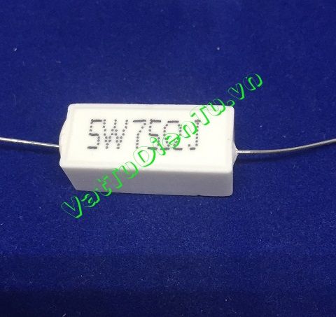 RX27-5-5W75R-J Điện trở 75R 5W 75R 5%, trở sứ hình chữ nhật ngang