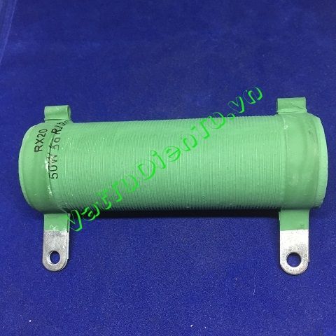 RX20-50RJ50W Điện trở sứ xanh 50R 50W 50RJ L51xD21xd12mm (điện trở phanh, điện trở hãm ZG11)