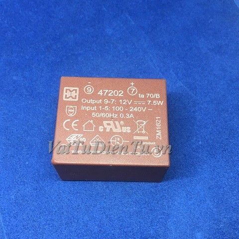 MYRRA 47202 12V 0.3A 7.5W Biến áp 12VDC vào 100VAC đến 220VAC