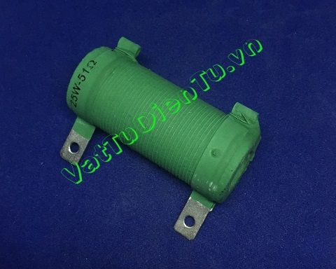 RX20-51RJ25W Điện trở sứ xanh 51R 25W 51RJ L51xD21xd12mm (điện trở phanh, điện trở hãm ZG11)