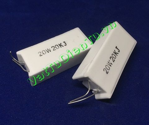 RX27-5-20W-20KJ Điện trở 20K 20W 20K 5% trở sứ hình chữ nhật dọc