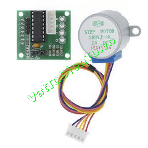 28BYJ-48 5VDC STEP MOTOR + Bo mạch điều khiển động cơ bước dùng ULN2003; Mã: 28BYJ-48M; Phân nhóm: Module bo mạch; Dùng cho: DIY KIT Thực hành điện tử; Mã kho: 28BYJ-48M-WEI