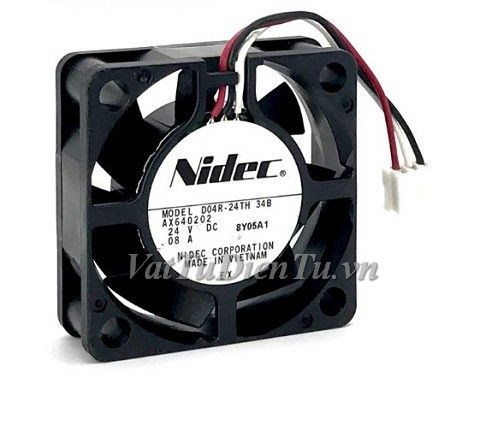 D04R-24TH 24B Quạt tản nhiệt 24V 0.08A 40x40x15mm Nidec 2 dây đầu cắm Yaskawa HY2.0