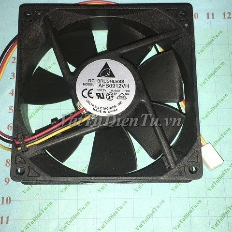 Delta AUB0912VH 92mm 4-Pin Brushless DC Case Fan - 3800 RPM, 67.80 CFM, 12V 0.60A - Used But Fully Functional
