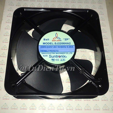 SJ20060HA2 SJ2206HA2 Quạt tản nhiệt 220V 0.28A 200x200x60mm Suntronix 2 dây