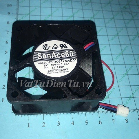 109R0612M4D01 Quạt tản nhiệt 12V 0.06A 60x60x25mm SANYO 3 dây đầu cắm Yaskawa HY2.0