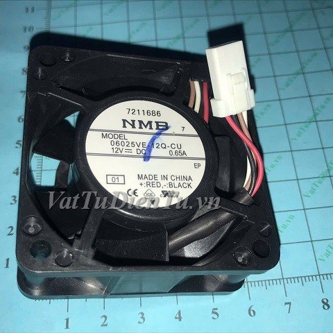 06025VE-12Q-CU Quạt tản nhiệt 12V 0.65A 60x60x25mm NMB 4 dây đầu cắm cái chống nước