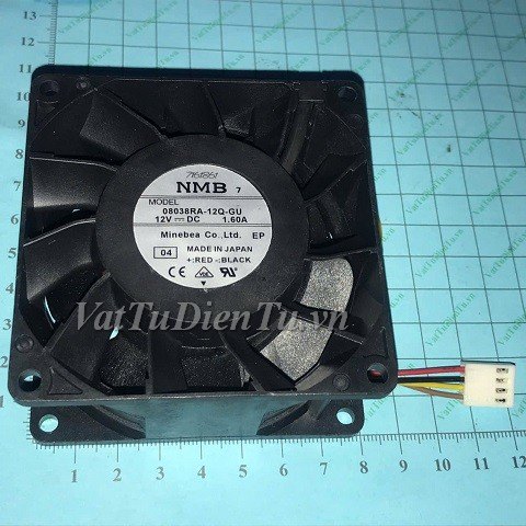 08038RA-12Q-GU Quạt tản nhiệt 12V 1.6A 80x80x38mm NMB 4 dây đầu cắm B3