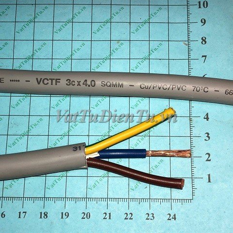 Dây cáp điện CADI-SUN 3 sợi mềm VCTF 3Cx4.0mm² Cu/PVC/PVC