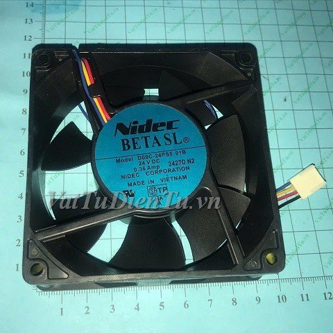 D09C-24PS5 01B Quạt tản nhiệt 24V 0.36A 92x92x32mm Nidec 4 dây đầu cắm B3