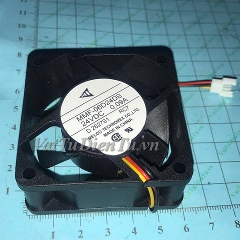 MMF-06D24DS-RC7 Quạt tản nhiệt 24V 0.09A 60x60x25mm MELCO 3 dây đầu cắm C3