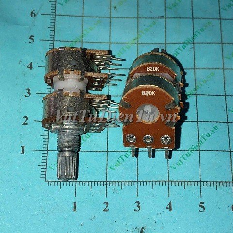 WH148-B20KX4 Biến trở ampli kép 4 hàng, tay vặn dài 15MM