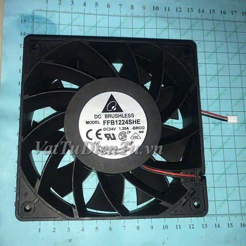 FFB1224SHE Quạt tản nhiệt 24V 1.2A 120x120x38mm DELTA 2 dây đầu cắm A1