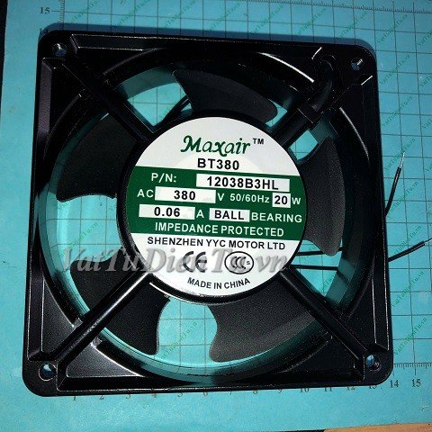 12038B3HL Quạt tản nhiệt 380V 20W 120x120x38mm Maxair 2 dây