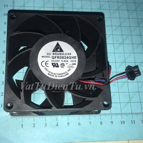 QFR0824GHE Quạt tản nhiệt 24V 0.6A 80x80x38mm DELTA 3 dây đầu cắm G2