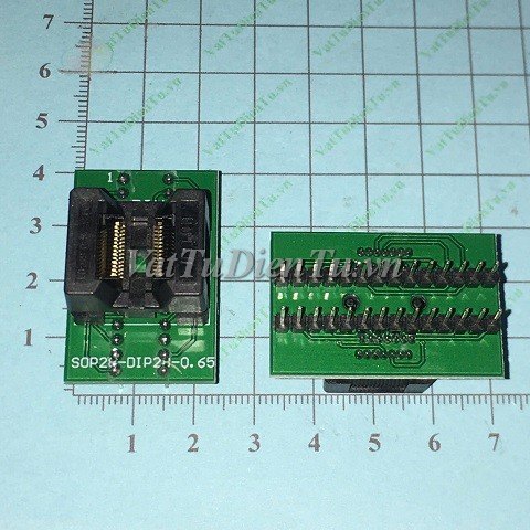 ADAPTER chuyển đổi TSSOP28 to DIP28 pin 0.65mm, Đế kẹp chip TSSOP28 sang DIP28, đế kẹp IC SSOP28 sang DIP28, TSSOP-28 4.4mm, SSOP-28 4mm