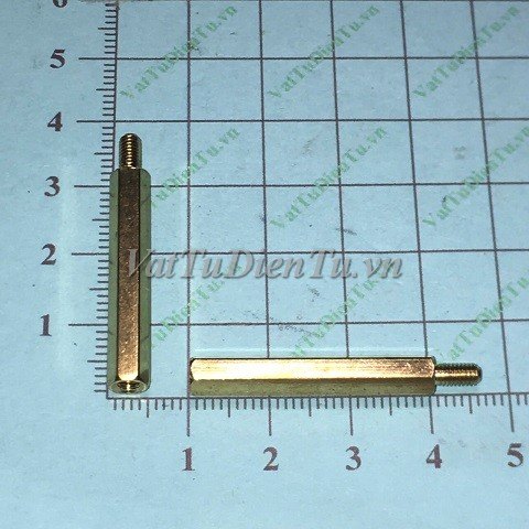 Cọc đồng M3 30+6mm loại đực-cái