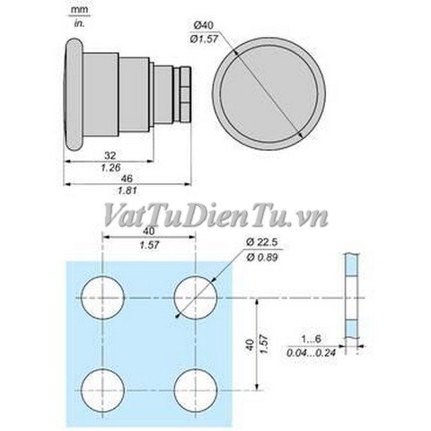 ZB2BC3C Nút dừng khẩn Schneider 22MM