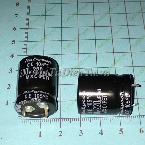 Tụ hóa 220UF 200V 220UF200V220UF 20X25MM Rubycon