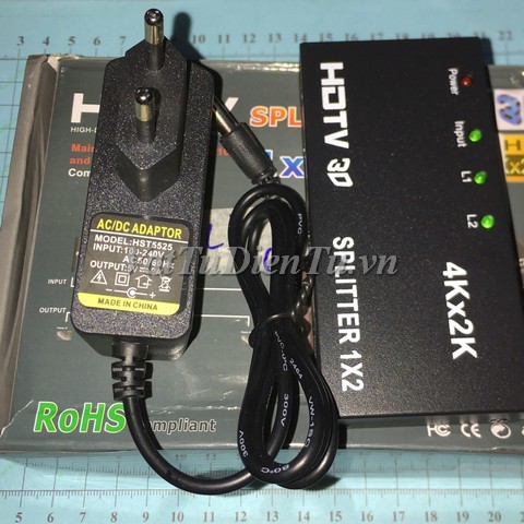 Bộ chia HDMI 1 ra 2 xịn mạch dài, có công tắc và đèn báo, Hình ảnh chất lượng 4K, truyền xa đến 50m