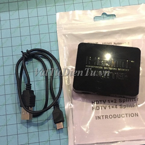 HDMI_Splitter1x2 Bộ chia HDMI 1 trong 2 ra 4K Splitter 4K Bộ chia HDMI Full HD 1080p Video Công tắc HDMI 1x2 Chia 1 trong 2 Bộ khuếch đại Màn hình, Màu đen