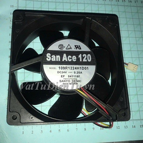 109R1224H1D01 Quạt tản nhiệt 24V 0.25A 120x120x38mm SANYO 3 dây đầu cắm B2