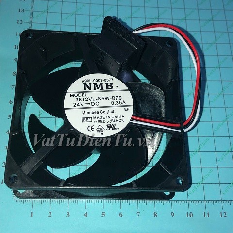 3612VL-S5W-B79 Quạt tản nhiệt 24V 0.35A 90x90x32mm NMB 3 dây đầu cắm đen