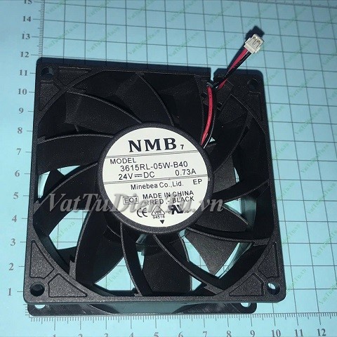 3615RL-05W-B40 Quạt tản nhiệt 24V 0.73A 92x92x38mm NMB 2 dây phích cắm Schneider