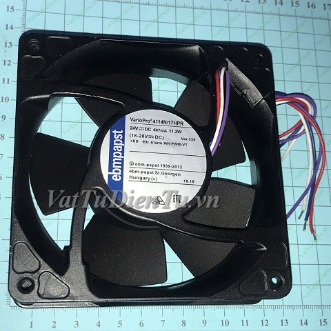 4114N/17HPR Quạt tản nhiệt 24V 467mA 11.2W 120x120x38mm Ebmpapst 4 dây
