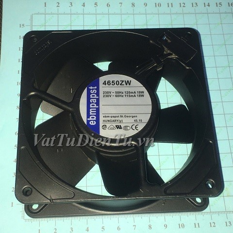 4650ZW Quạt tản nhiệt 230V 19W 120x120x38mm Ebmpapst 2 chân giắc cắm