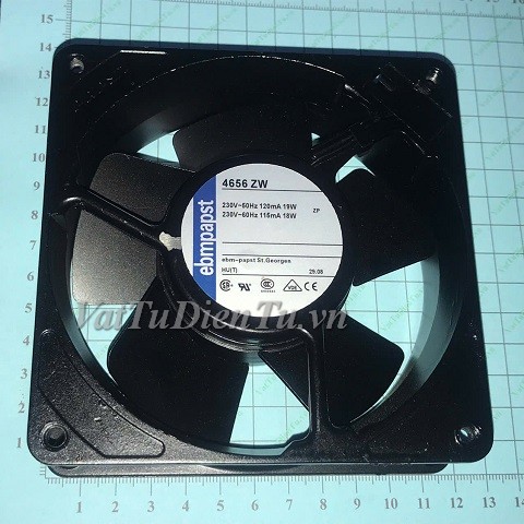 4656ZW Quạt tản nhiệt 230V 115mA 18W 120x120x38mm Ebmpapst 2 chân giắc cắm