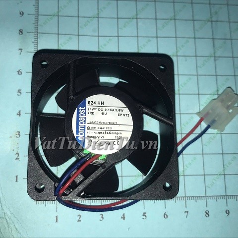 624HH Quạt tản nhiệt 24V 146mA 3.5W 60x60x25mm Ebmpapst 2 dây đầu cắm B1