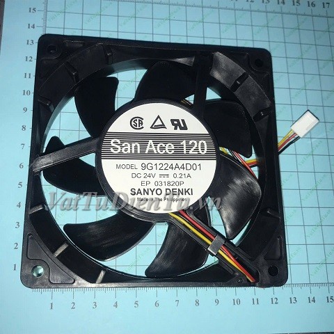 9G1224A4D01 Quạt tản nhiệt 24V 0.21A 120x120x25mm SANYO 3 dây