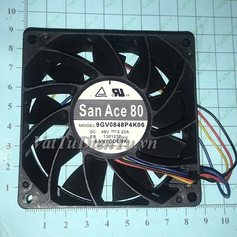 9GV0848P4K06 Quạt tản nhiệt 48V 0.22A 80x80x25mm Sanyo 4 dây đầu cắm B3