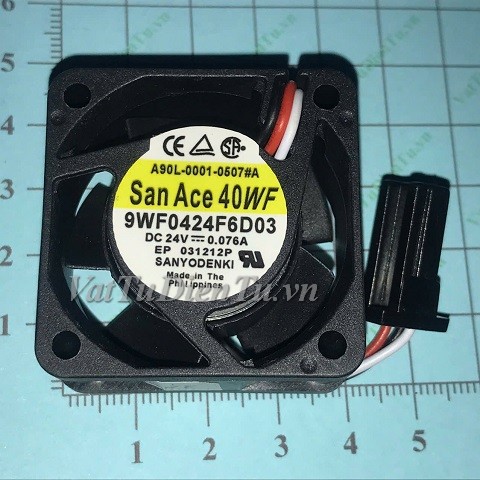 9WF0424F6D03 Quạt tản nhiệt 24V 0.076A 40x40x20mm SANYO 3 dây đầu cắm Fanuc