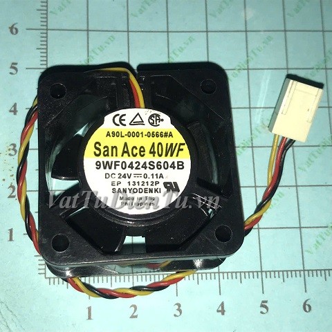 9WF0424S604B Quạt tản nhiệt 24V 0.11A 40x40x20mm SANYO 3 dây đầu cắm B2