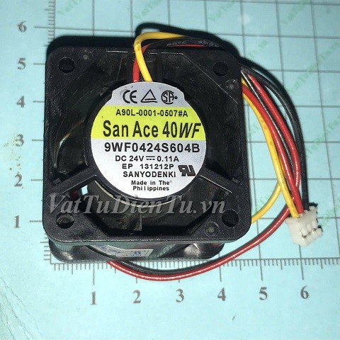 9WF0424S604B Quạt tản nhiệt 24V 0.11A 40x40x28mm SANYO 3 dây đầu cắm C2