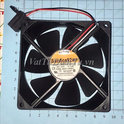 9WF0924H4031 Quạt tản nhiệt 24V 0.13A 92x92x25mm SanAce 92WF 3 dây đầu cắm Fanuc