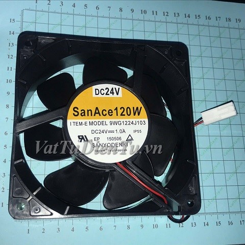 9WG1224J103 Quạt tản nhiệt 24V 1A 120x120x38mm SANYO 2 dây đầu cắm trắng