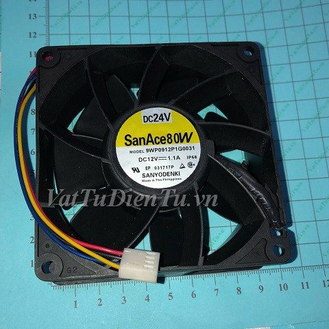 9WP0912P1G0031 Quạt tản nhiệt 12V 1.1A 92x92x38mm SANYO 4 dây đầu cắm B3