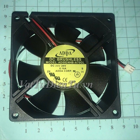 AD0824HB-A70GL Quạt tản nhiệt 24V 0.16A 80x80x25mm ADDA 2 dây đầu cắm A1