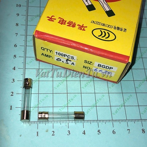 Cầu chì 0.5A 250V ống thủy tinh 6x30mm
