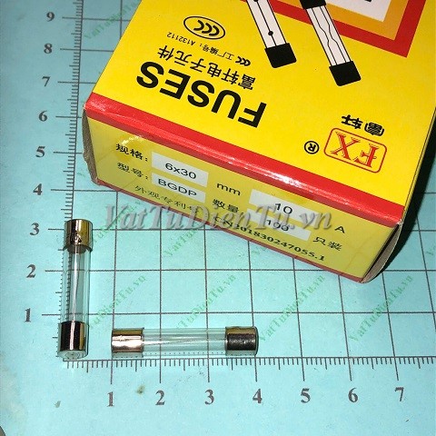 Cầu chì 10A 250V ống thủy tinh 6x30mm