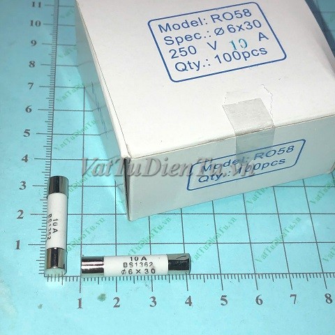 Cầu chì sứ 10A 250V 6x30MM RO58