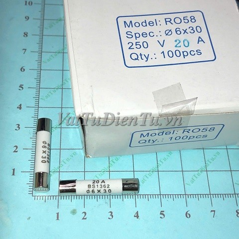 Cầu chì sứ 20A 250V 6x30MM RO58
