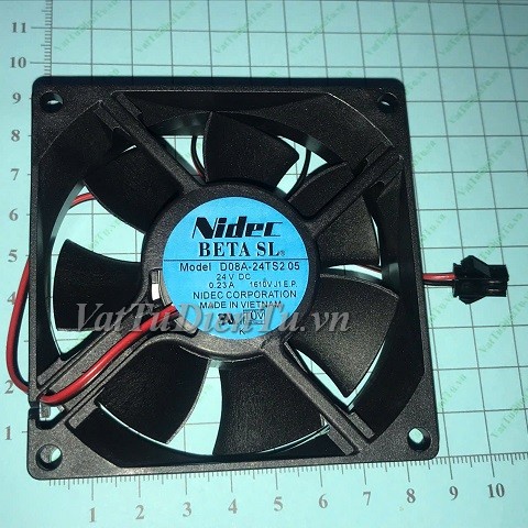 D08A-24TS2 05 Quạt tản nhiệt 24V 0.23A 80x80x25mm NIDEC 2 dây đầu cắm G1